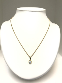 14 K Gouden Slangen Collier Solitair Hanger Heldere Briljant Geslepen Cubic Zirkonia - 47,5 cm