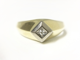 Antiek Gouden Heren Ring 0.03 crt Diamant