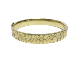 14 K Gouden Slaven Armband Floraal Gravé  - 26,2 g