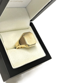 14 Karaat Gouden Heren Ring Model 8-Kant Deels Gematteerd - Mt 21