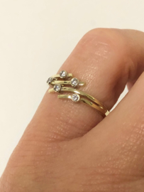 14 K Bicolor Gouden Fantasie Ring Briljantgeslepen Zirkonia