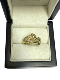 18 Karaat Massief Gouden Panter Ring 0.25 ct Briljant Geslepen Diamant