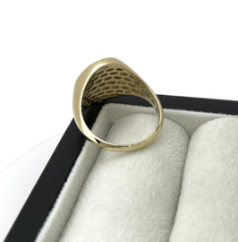 14 Karaat Bicolor Gouden Zegelring Ovaal 12 x 14 mm Gematteerd