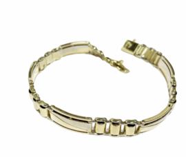 14 K Bicolor Gouden Heren Schakel Armband - 22 cm / 25,6 g / 8,5 mm