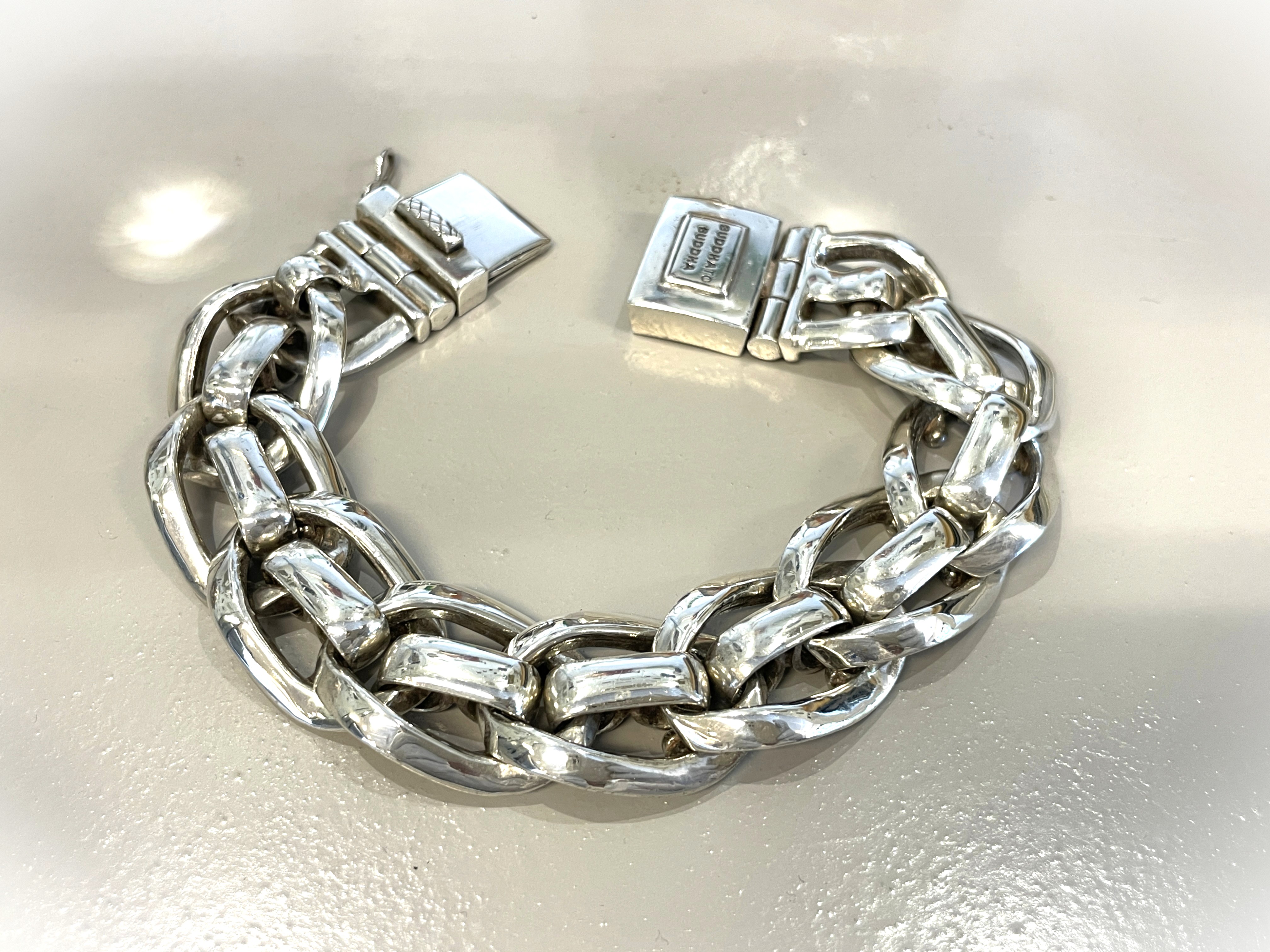 Buddha To Buddha HANNY Big Silver Bracelet - Schakel Armband - 23 cm / 2.2