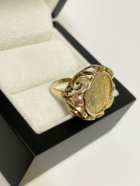 14 K Antiek Gouden Munt Ring 1/4 Dukaat Salzburg 1704