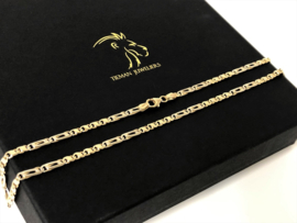 14 Karaat Bicolor Gouden Valkoog Schakelketting - 46 cm / 13,15 g