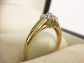 14 K Gouden Rozet Ring 0.20 crt Briljantgeslepen Diamant