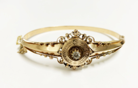 Antiek Gouden Slaven Armband Roos Geslepen Diamant Ca 1920