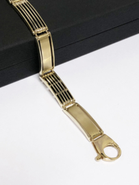 14 K Gouden Heren Schakel Armband Onyx - 21 cm / 17,4 g