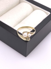 14 Karaat Gouden Fantasie Ring Cultivé Zoetwater Parels