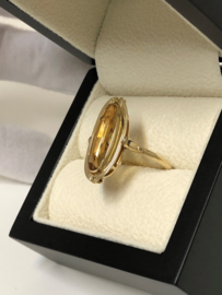 Antiek 14 K Gouden Markies Ring Facetgeslepen Citrien