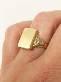 Handvervaardigd 14 K Antiek Massief Gouden Zegelring