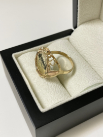 Vintage 14 K Gouden Munt Ring J. F. Kennedy 1963 Met Rosé Accenten