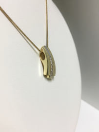14 K Gouden Slangen Collier (Gevlakt) Met Diamant Hanger (Glijder) - 47 cm