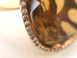 18 K Grove Gouden Markies Ring Facetgeslepen Rookkwarts 0.31 crt Diamant