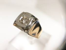 18 K Antiek Gouden Heren Ring 0.50 crt Briljantgeslepen Diamant K/IF