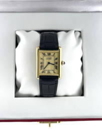 Must de Cartier Tank Large Model Quartz Roman Dial Pin Buckle - 78389 Vermeil