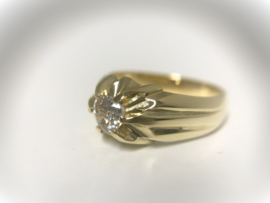 14 K Massief Gouden Heren Ring 0.60 crt Briljantgeslepen Diamant - H / IF