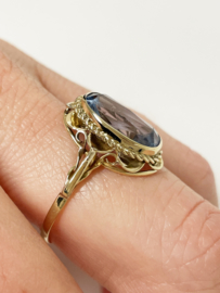 Antiek Gouden Ring Facetgeslepen Aquamarijn