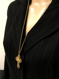 19e-Eeuws Handvervaardigd Jasseron Collier Kruis Hanger Corpus INRI - 70 cm