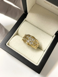 18 Karaat Massief Gouden Geluks Ring Klaver Vier - 1.0 ct Diamant