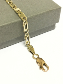 14 K Bicolor Gouden Valkoog Schakel Armband 21 cm / 11,75 g