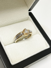 Le Chic 18 K Bicolor Gouden Solitair Ring 0.25 crt Briljant Geslepen Diamant Top Wesselton IF