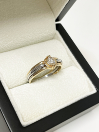 Le Chic 18 K Bicolor Gouden Solitair Ring 0.25 ct Briljant Geslepen Diamant Top Wesselton IF