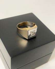 Bicolor Gouden Heren Ring 0.50 ct Amsterdamse Roos Geslepen Diamant