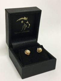 14 K Tricolor Gouden Oorstekers Parel
