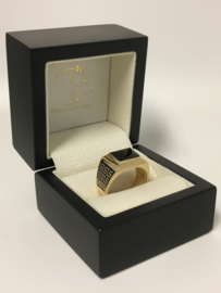 14 K Gouden Heren Ring Versace Meander Onyx - 8,45 g