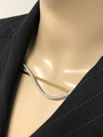 18 K Bicolor Gouden Vierkante Choker / Collier 0.22 crt Diamant - 84,7 g