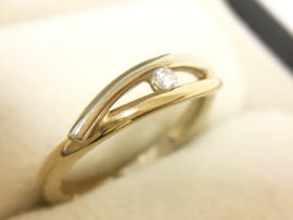 14 K Bicolor Gouden Fantasie Ring 0.05 crt Diamant