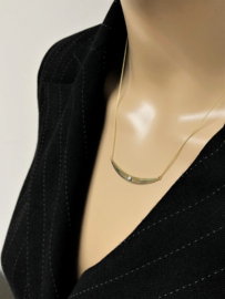 14 K Gouden Anker Collier Vaste Bicolor Hanger 0.05 crt Diamant H / VS2 - 45 cm