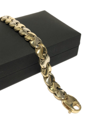 14 Karaat Bicolor Gouden Schakel Armband - 19 cm / 19,1 g / 9 mm