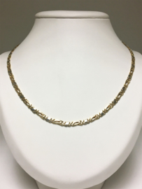 14 K Bicolor Gouden Valkoog Schakel Ketting - 51 cm / 23,25 g