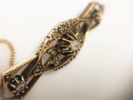 Antiek Gouden Broche Roos Geslepen Diamanten - ca 1900
