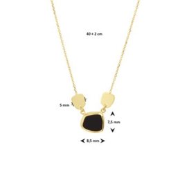 14 K Gouden Anker Collier Onyx  (verstelbaar) 40 - 42 cm