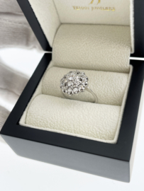 18 K Witgouden Rozet Ring 1.0 ct Briljant Geslepen Diamant TW / VS