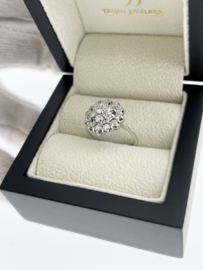 18 K Witgouden Rozet Ring 1.0 ct Briljant Geslepen Diamant TW / VVS1