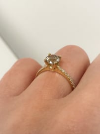 14 K Gouden Ring 1.27 crt Briljant Geslepen Diamant Incl AIG Diamant Certificaat