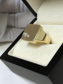 Massief Gouden Heren Pink Ring 0.5 ct Briljant Geslepen Diamant G/VVS1 - 12,7 g