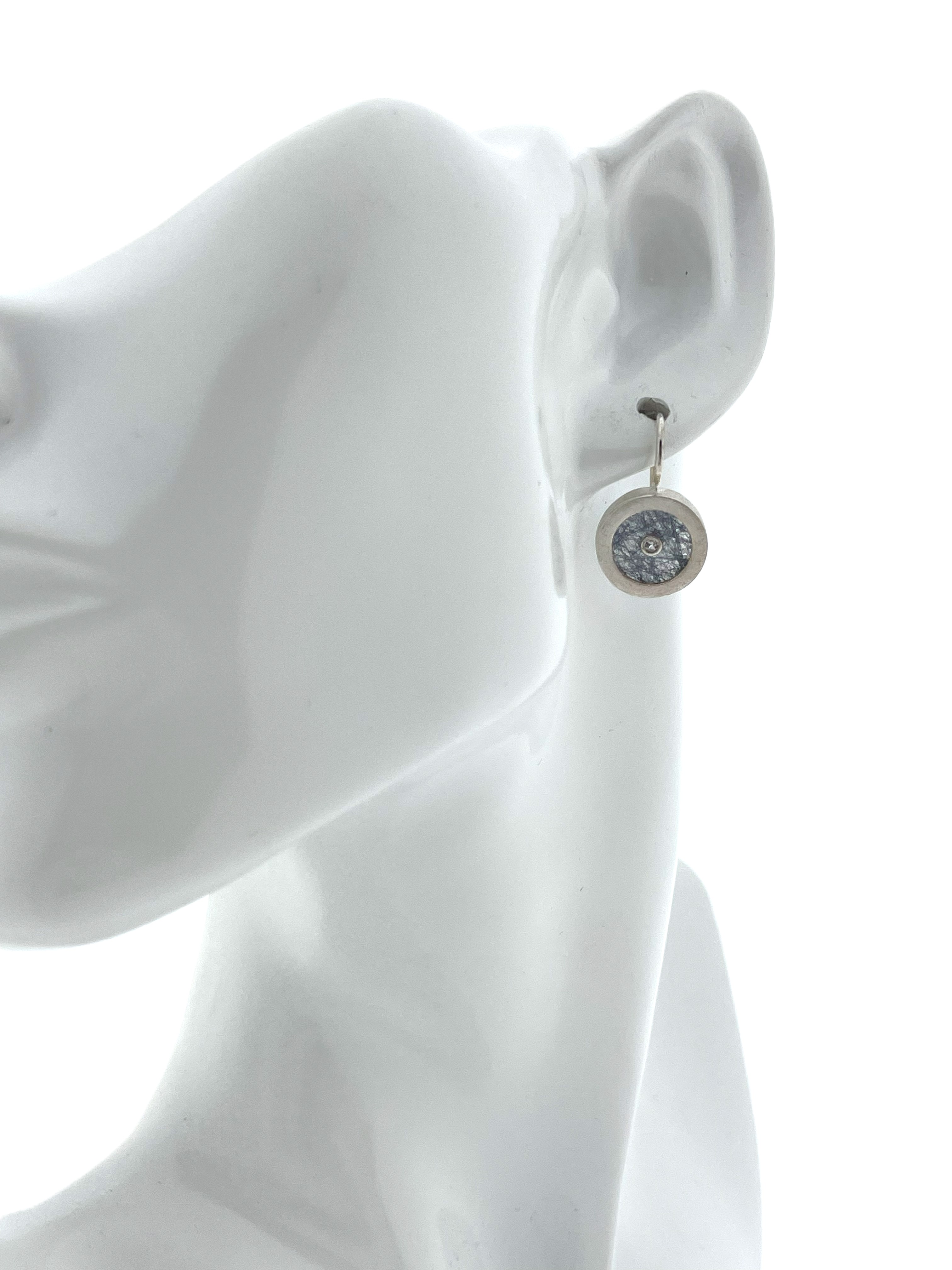 925 Zilveren Oorhangers Rutiel Kwarts / Briljant Geslepen Diamant