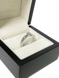 Diamonde Witgouden Solitair Bandring 0.20 ct Briljant Geslepen Diamant Loupe Zuiver
