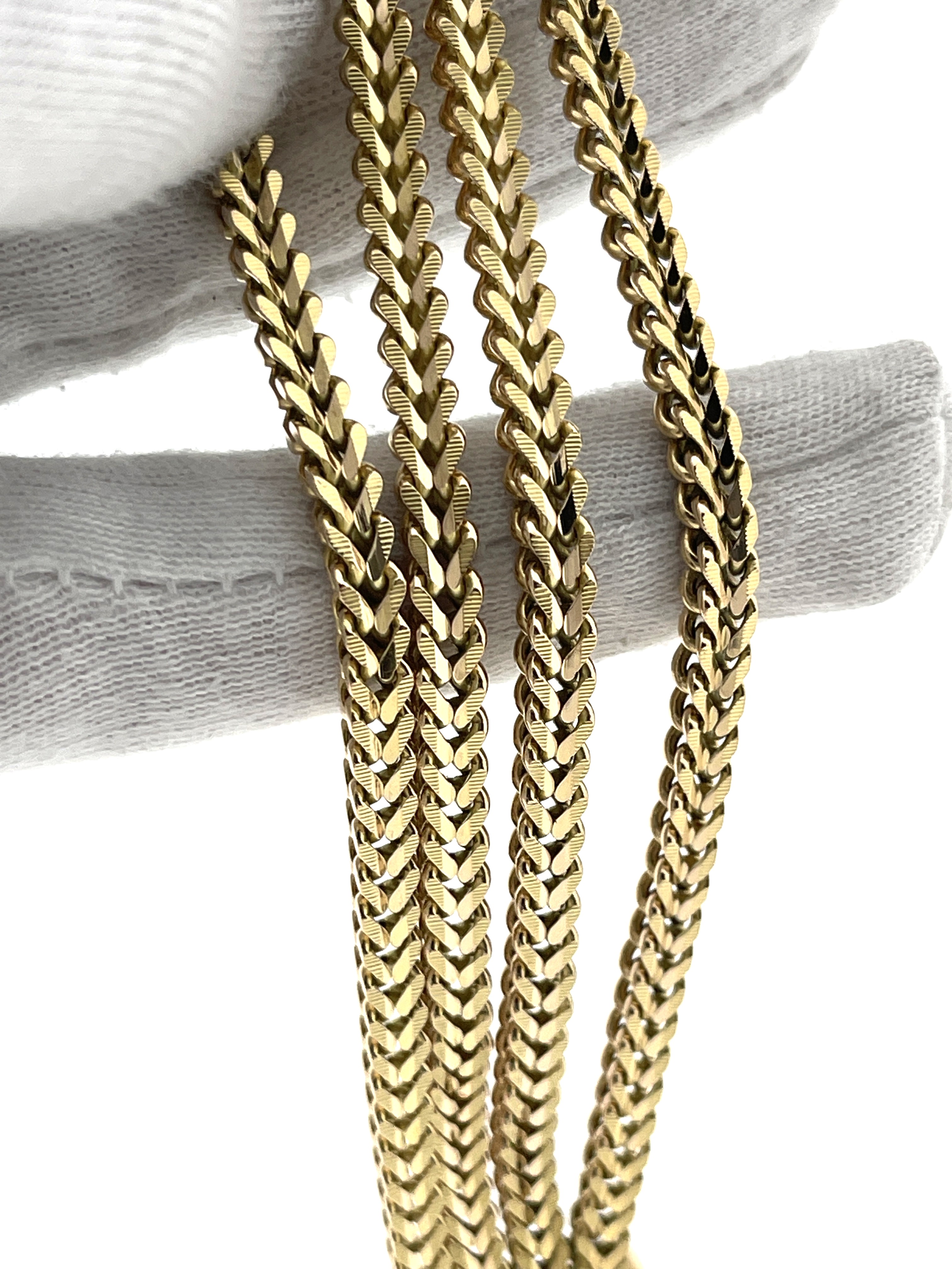 18 Karaat Gouden 4-Rijige Vierkante Gourmet Schakel Armband (Flexibel) - 19 cm / 1.7 cm / 3.5 x 3 mm (4x)