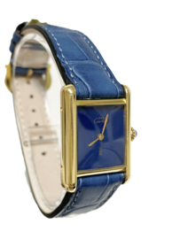 Must de Cartier Tank Lapis Lazuli Dial Dames Polshorloge - Denim Blue Strap