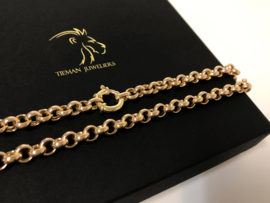 14 K Rosé Gouden Jasseron Slot Collier - 45 cm / 28,7 g / 7,5 mm