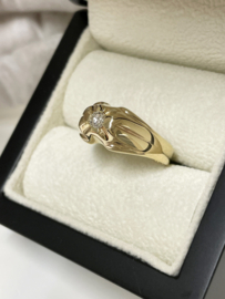 Massief Gouden Heren Pink Ring 0.20 ct Briljant Geslepen Diamant F / VS2