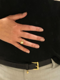 Antiek 18 K Gouden Fantasie Rozet Ring Zoutwater Parel